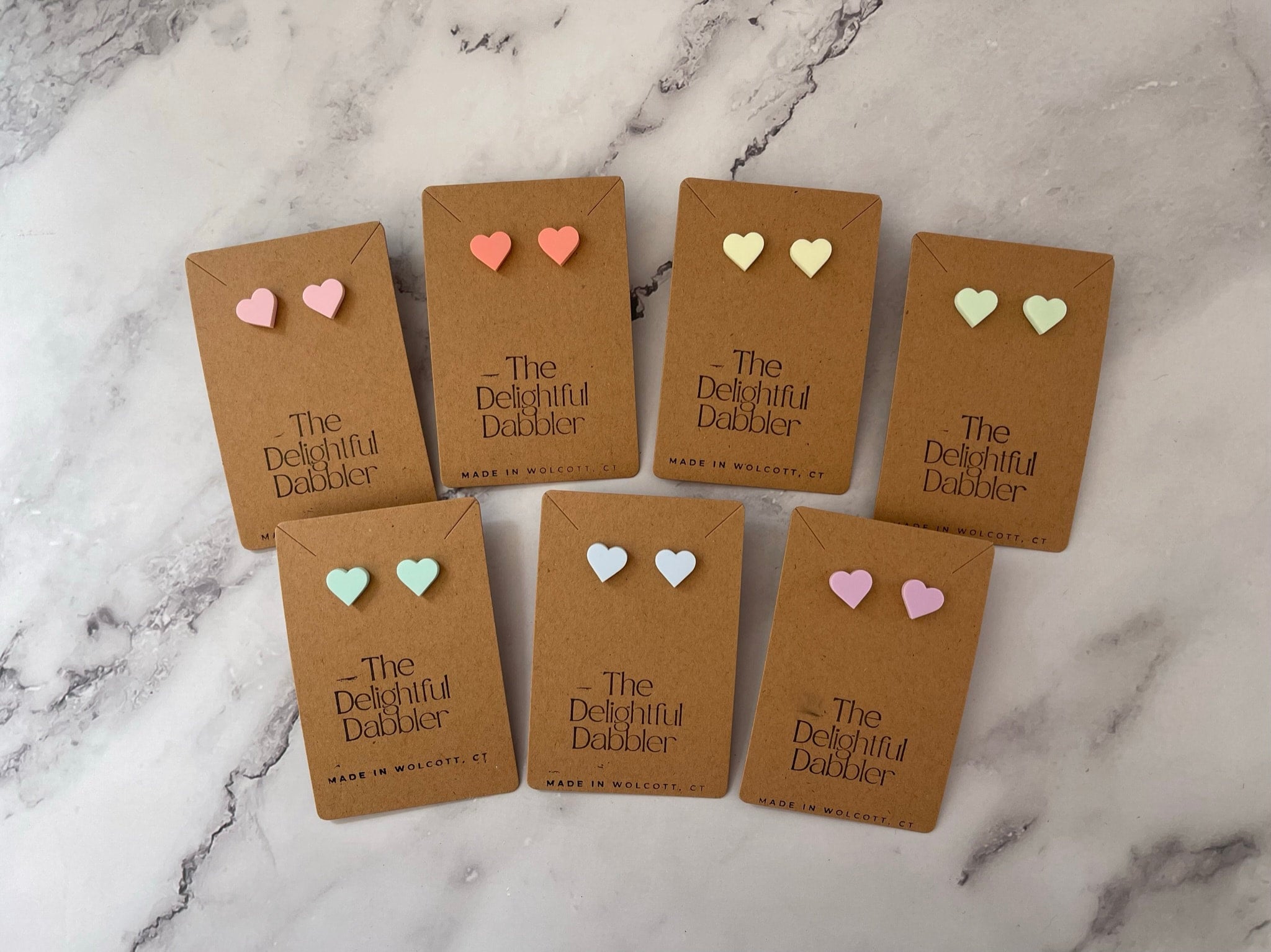 Matte Pastel Heart Earrings Laser cut with hypoallergenic posts The